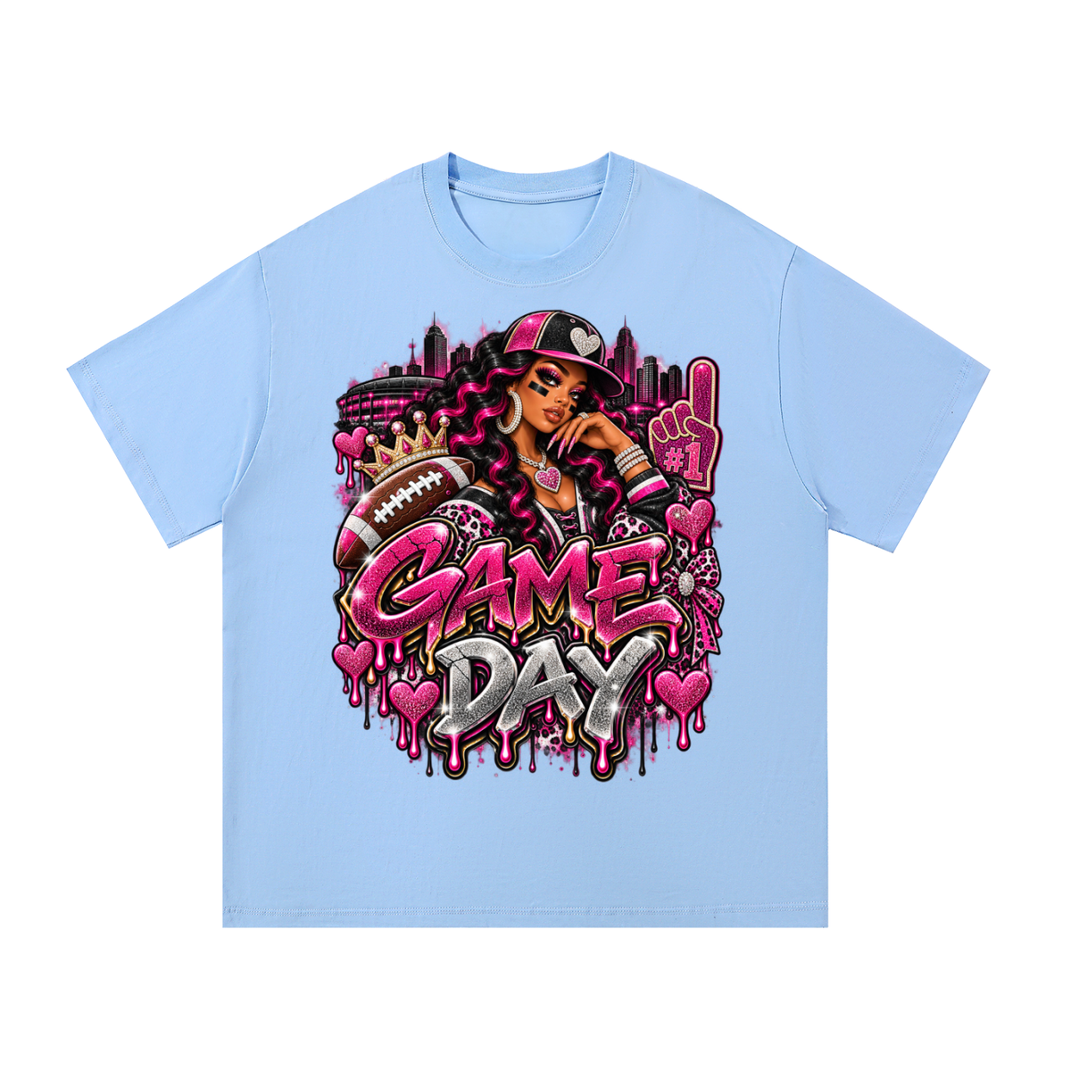 Pink Game Day Glam – Women's Football Graphic T-Shirt