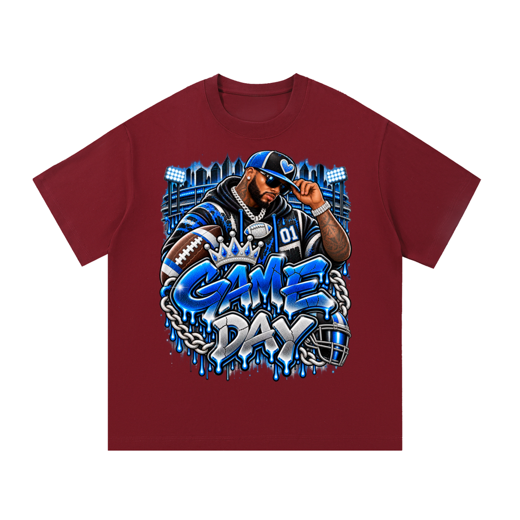 Electric Blue Game Day – Men's Football Streetwear Graphic T-Shirt