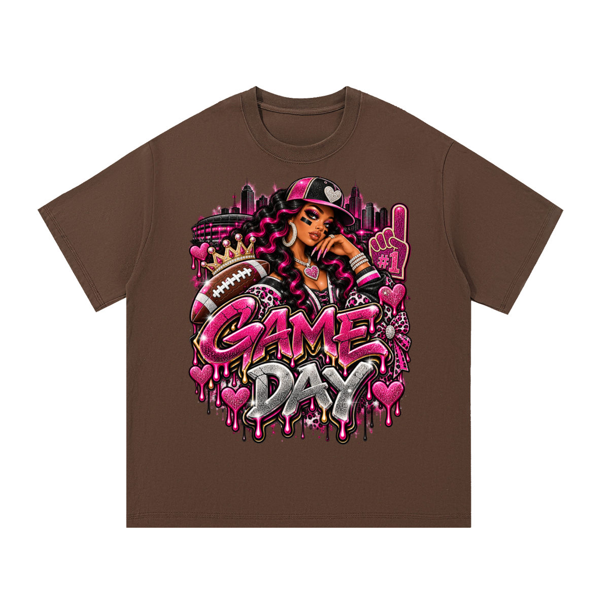 Pink Game Day Glam – Women's Football Graphic T-Shirt