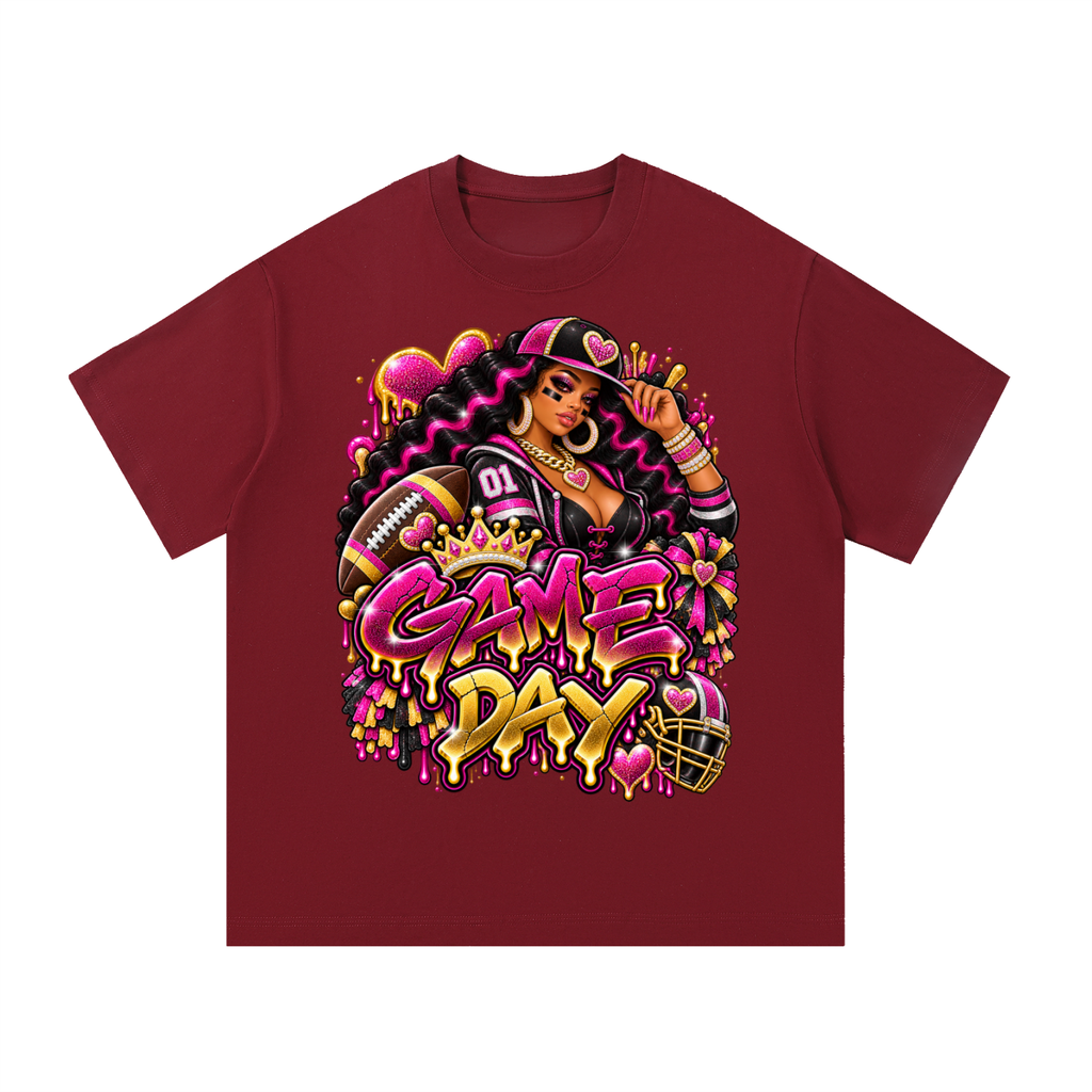 Pink & Gold Game Day Royalty – Women's Football Graphic T-Shirt