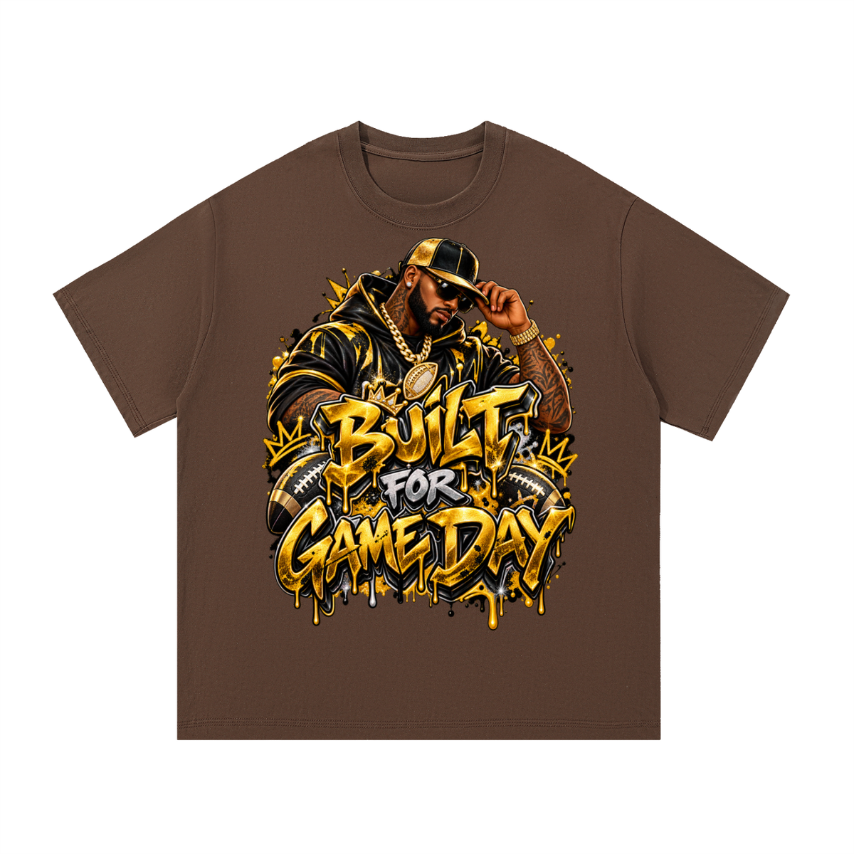 Built for Game Day – Black & Gold Men's Football Graphic T-Shirt