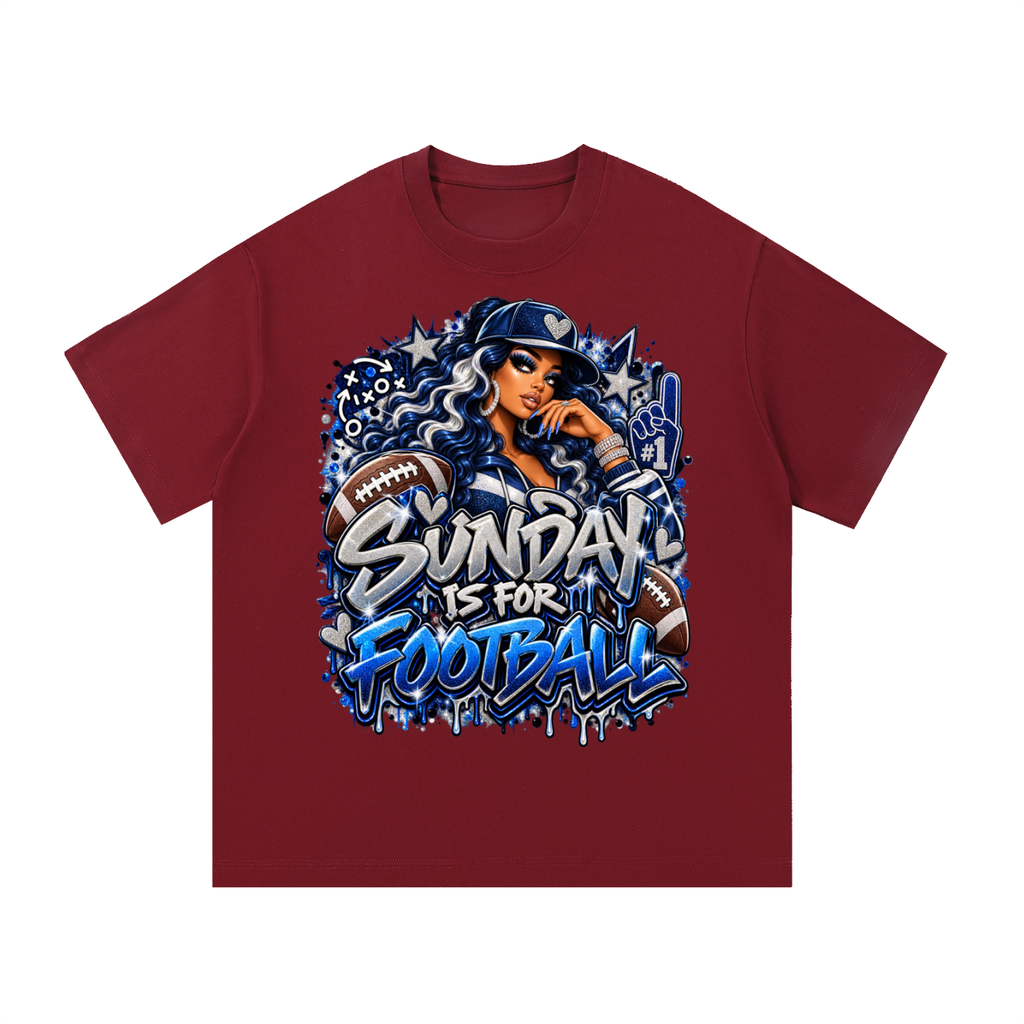 Sunday Is for Football – Navy Blue & Silver Graphic T-Shirt