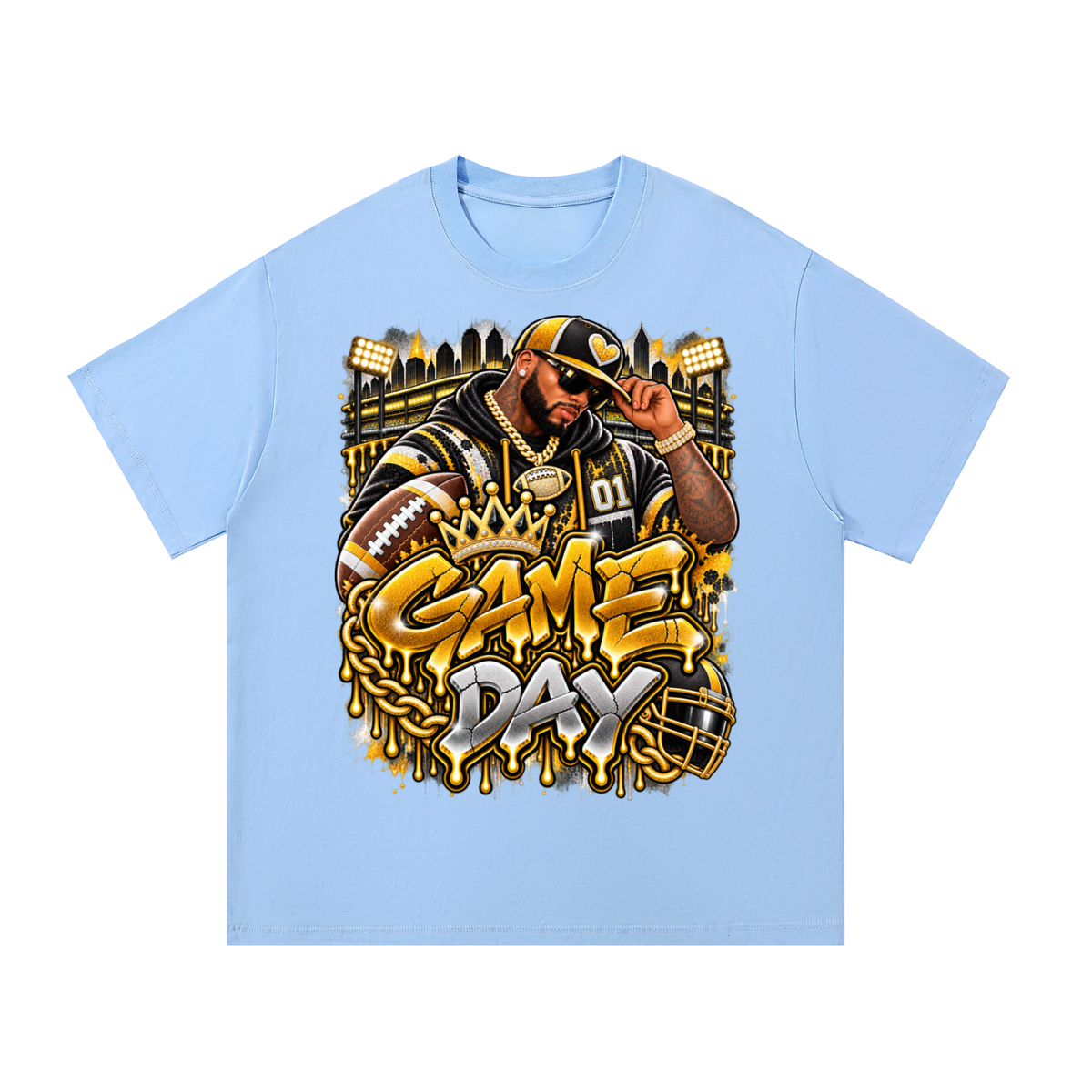 Black & Gold Game Day King – Unisex Football Graphic T-Shirt