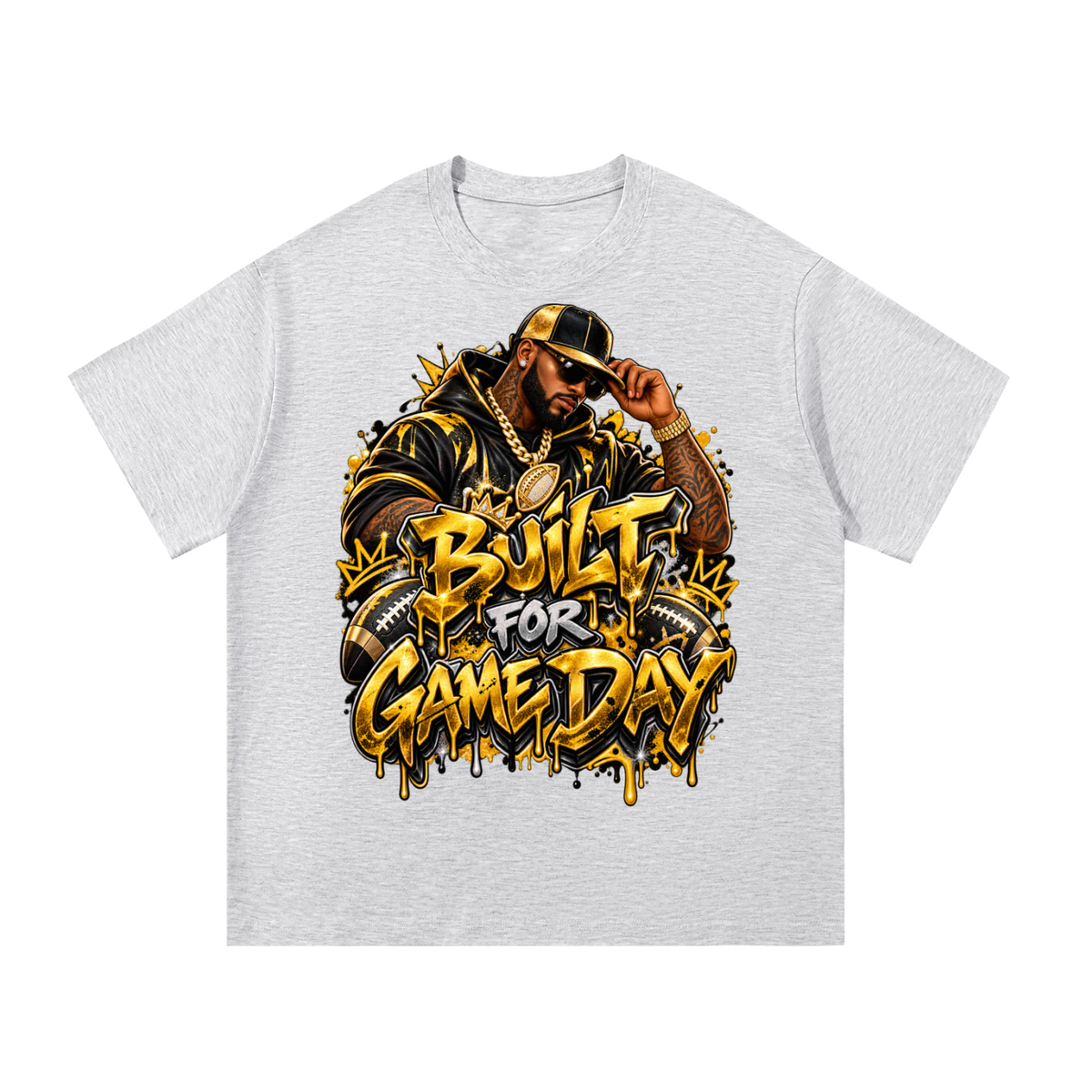 Built for Game Day – Black & Gold Men's Football Graphic T-Shirt