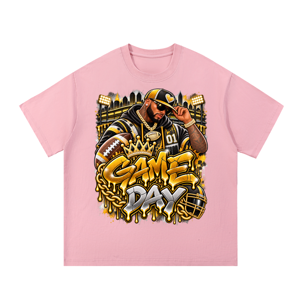 Black & Gold Game Day King – Unisex Football Graphic T-Shirt