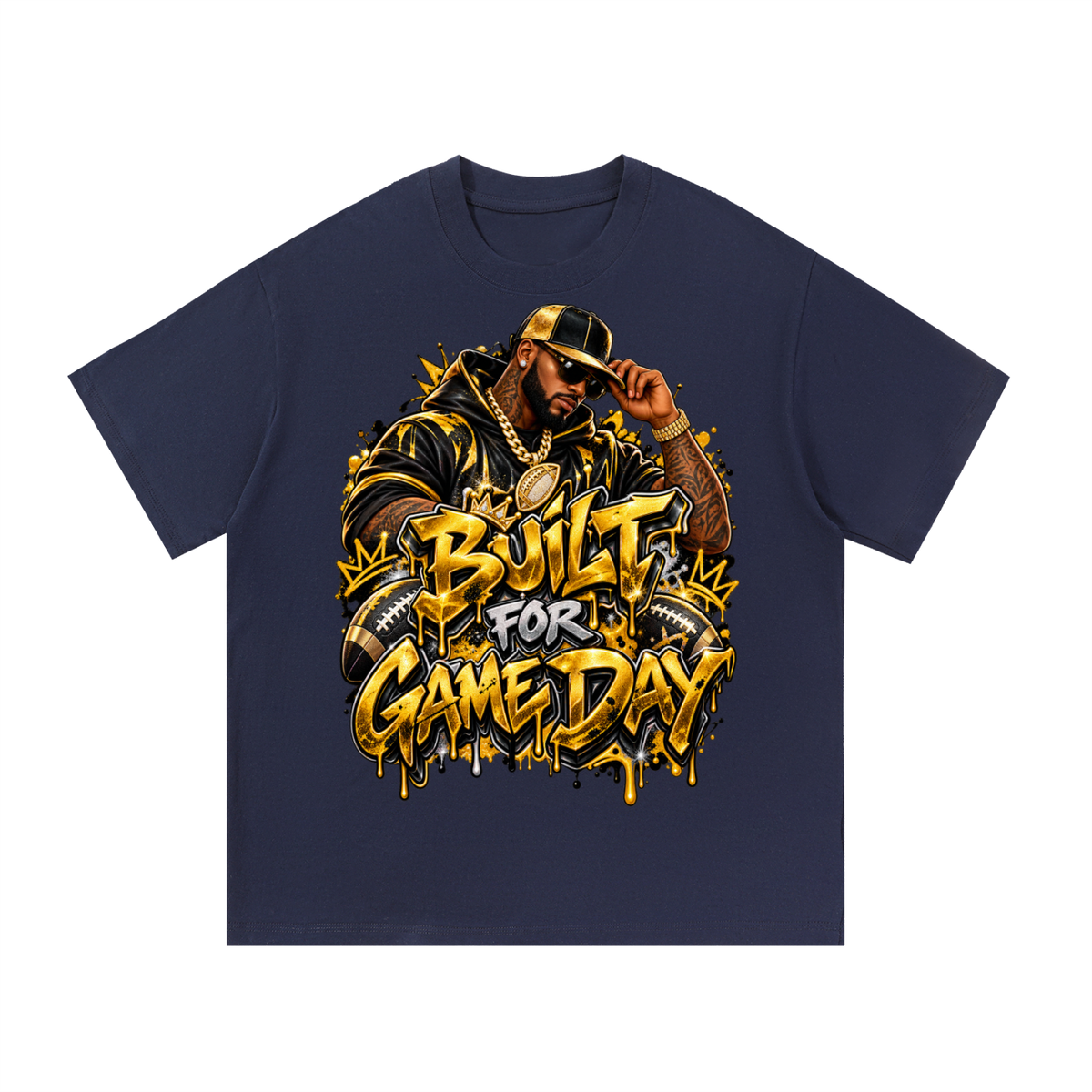 Built for Game Day – Black & Gold Men's Football Graphic T-Shirt