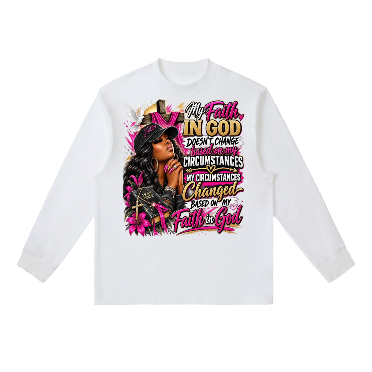 Essential Crewneck Long-Sleeve T-Shirt Faith graphic T-shirt