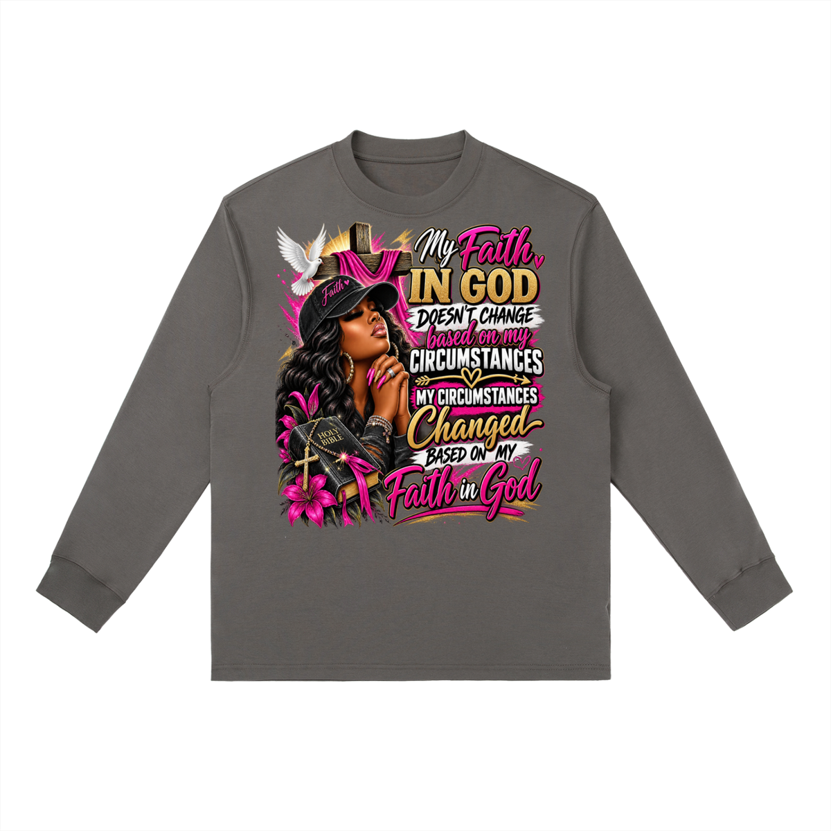 Essential Crewneck Long-Sleeve T-Shirt Faith graphic T-shirt