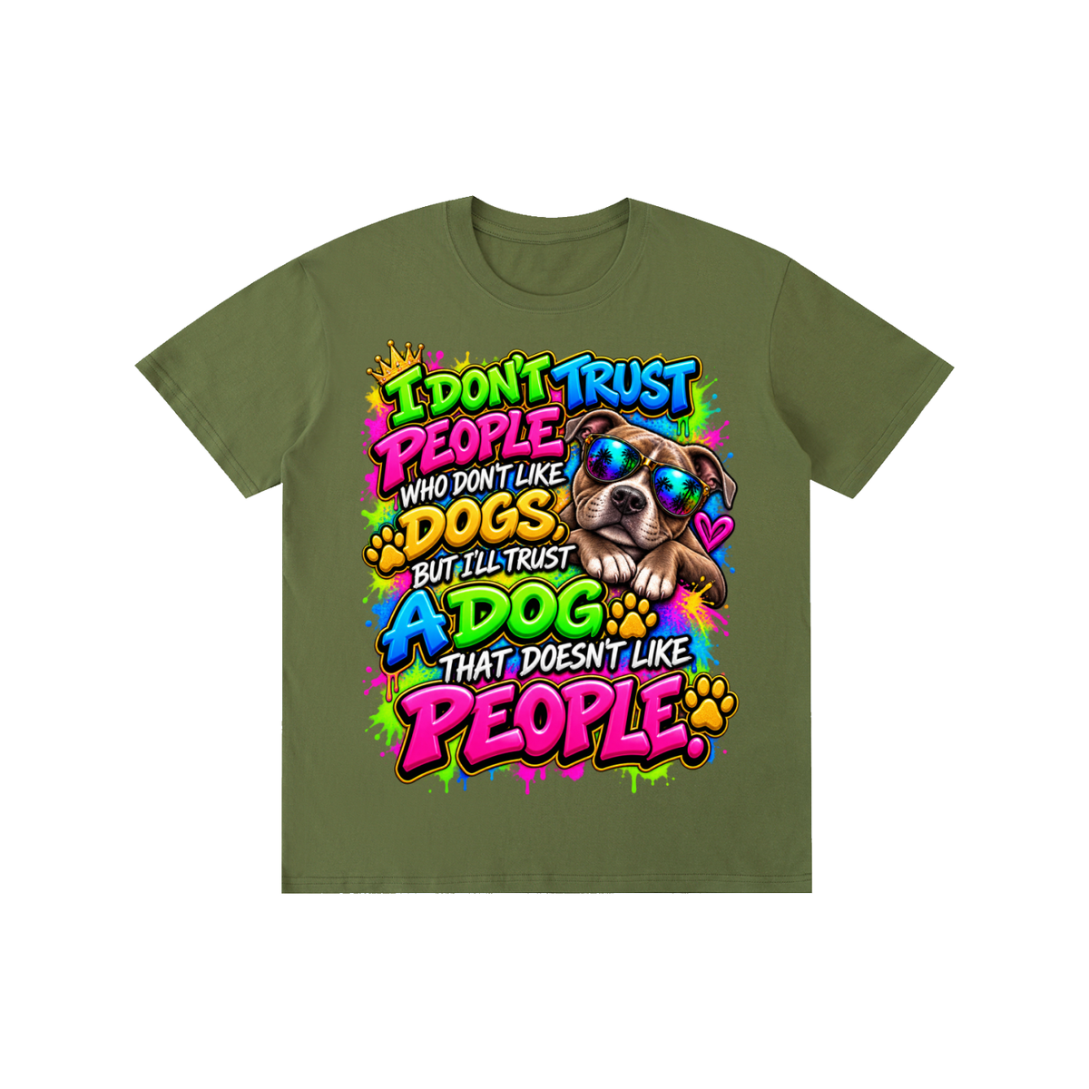 I Don't Trust People – Colorful Graffiti Dog Lover T-Shirt