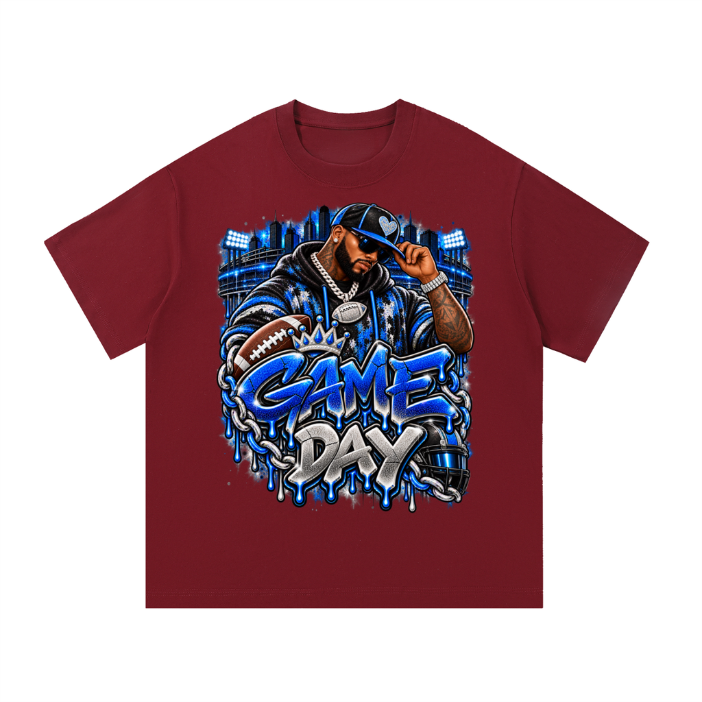 Blue & Silver Game Day – Men's Football Streetwear Graphic T-Shirt