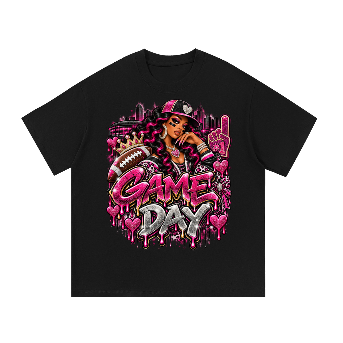 Pink Game Day Glam – Women's Football Graphic T-Shirt