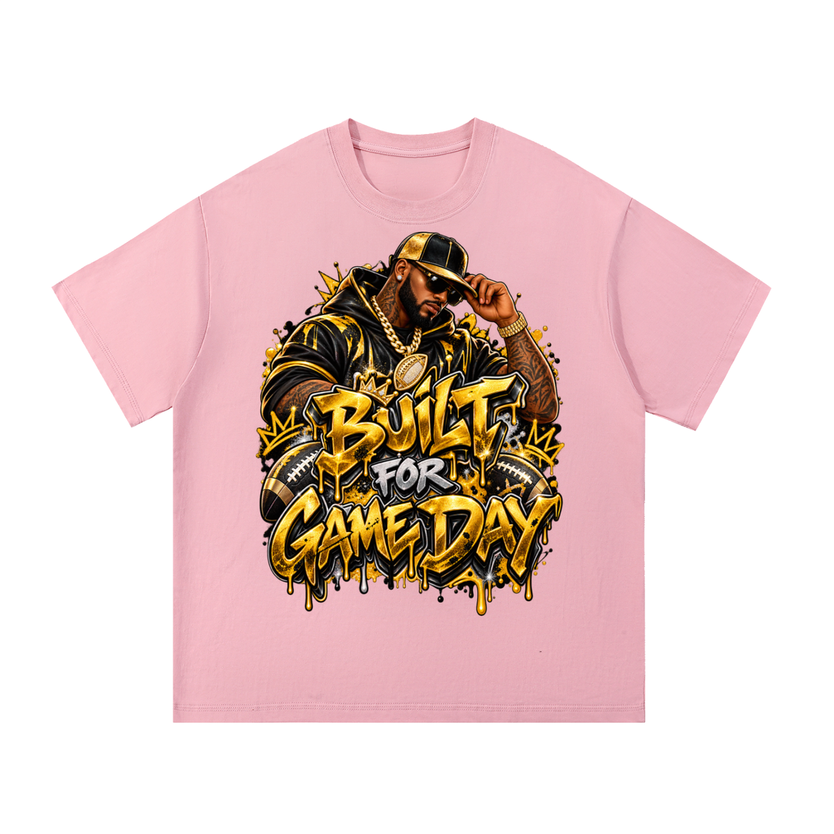 Built for Game Day – Black & Gold Men's Football Graphic T-Shirt