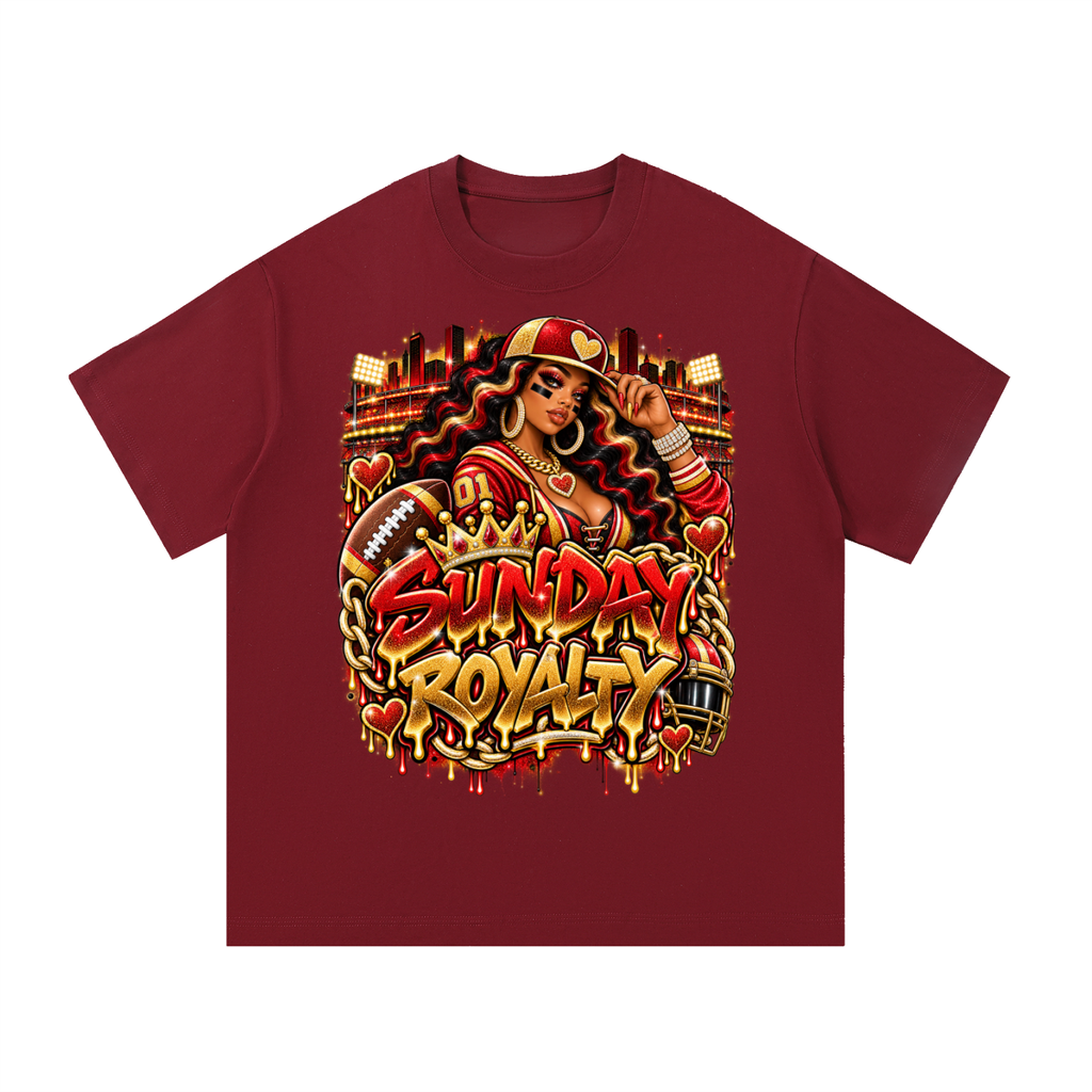Sunday Royalty – Red & Gold Football Glam Graphic T-Shirt