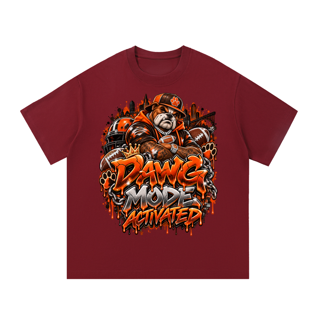 Dawg Mode Activated – Orange & Brown Football Graphic T-Shirt