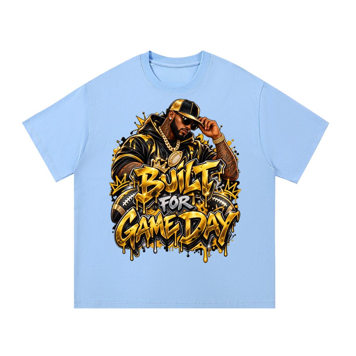 Built for Game Day – Black & Gold Men's Football Graphic T-Shirt