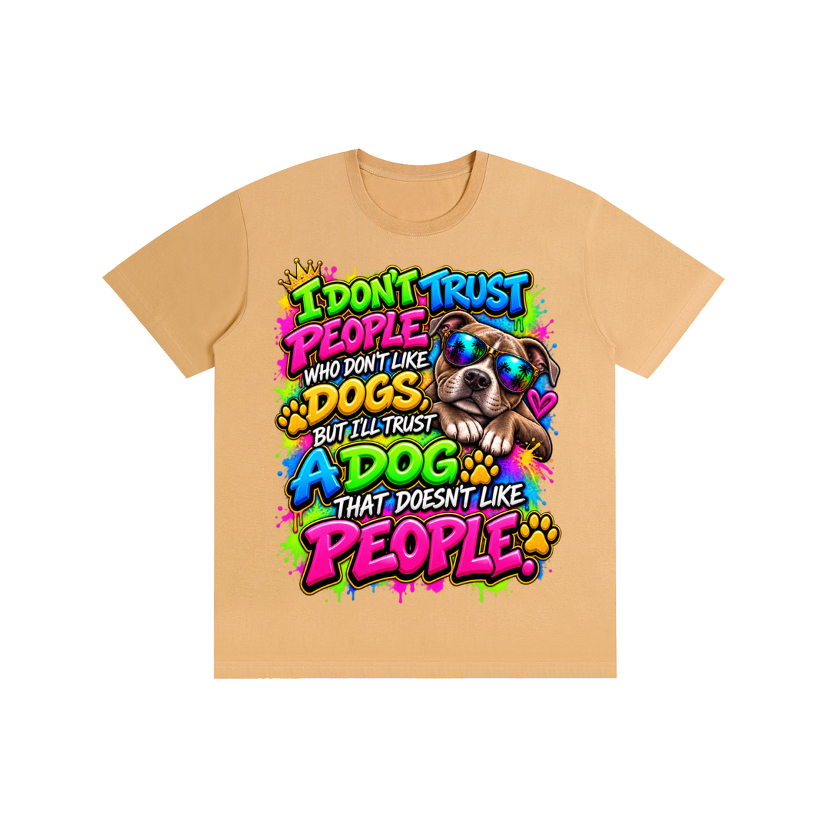 I Don't Trust People – Colorful Graffiti Dog Lover T-Shirt
