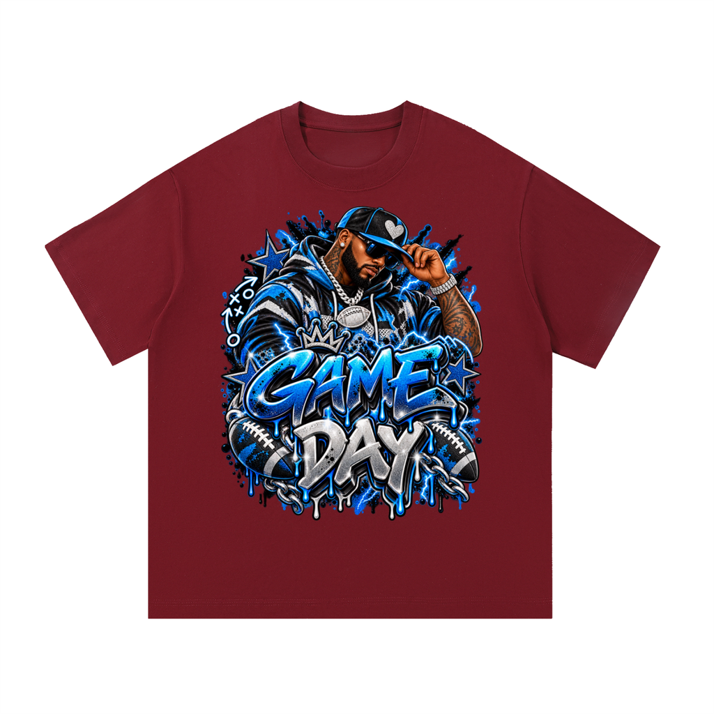 Game Day – Electric Blue Men's Football Graphic T-Shirt