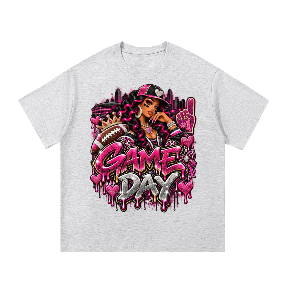 Pink Game Day Glam – Women's Football Graphic T-Shirt