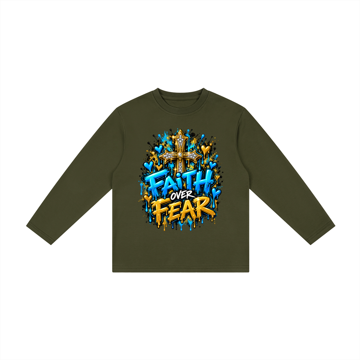 Kid's Faith Over Fear | Inspirational Christian Graphic Tee