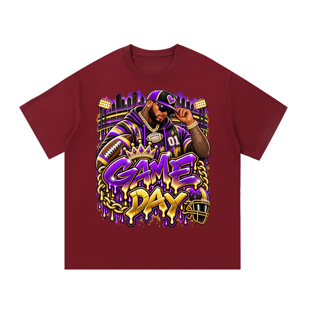 Purple & Gold Game Day King – Unisex Football Graphic T-Shirt