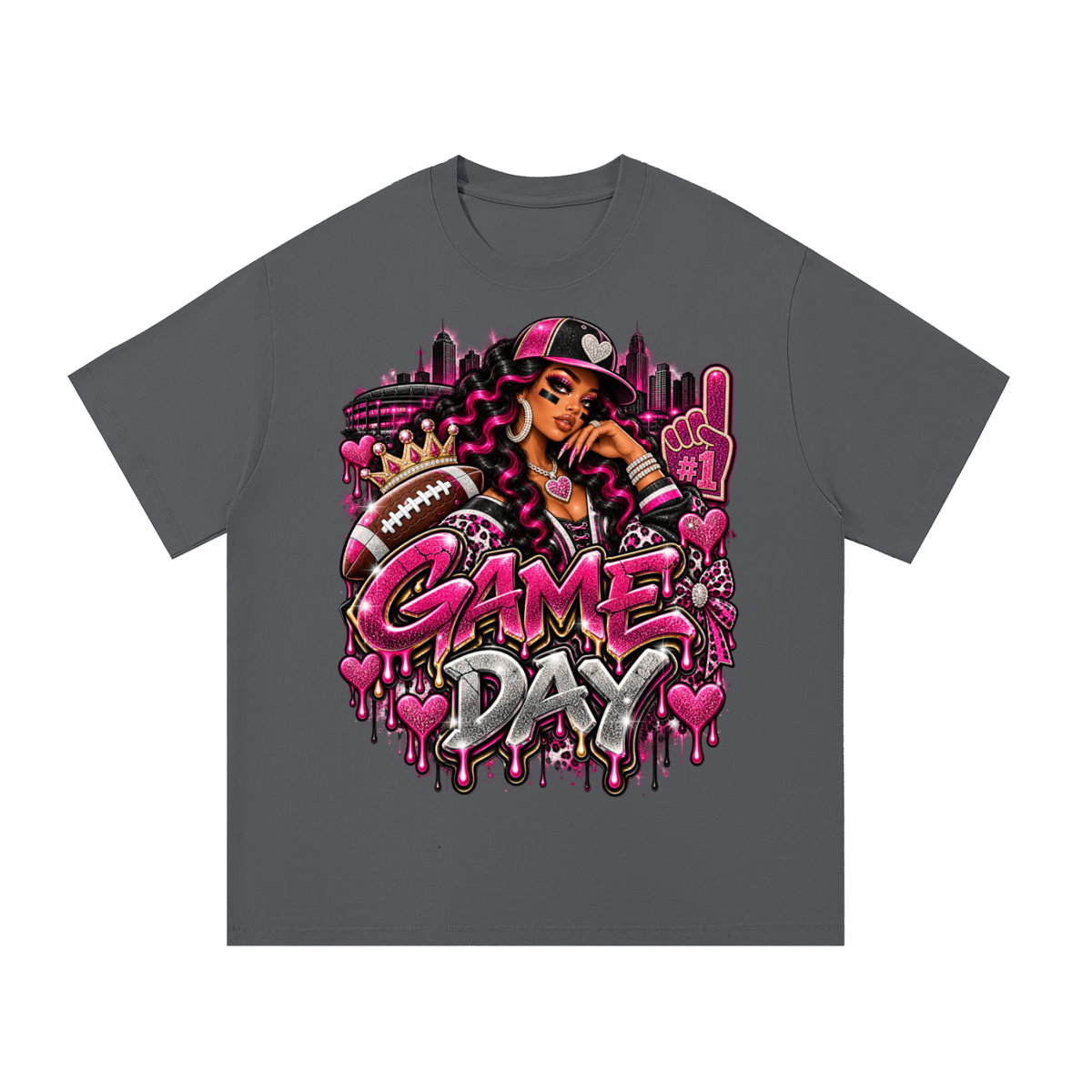 Pink Game Day Glam – Women's Football Graphic T-Shirt