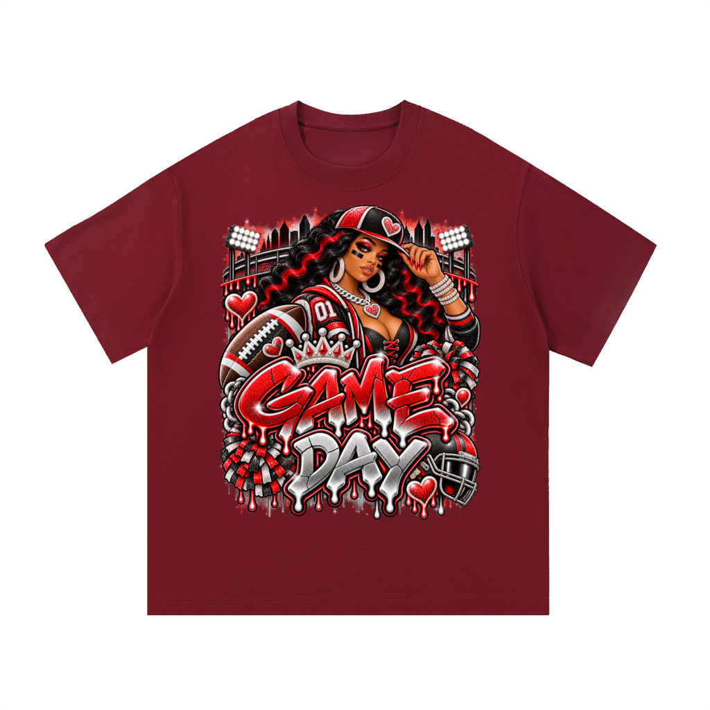 Red & Black Game Day Glam – Women's Football Graphic T-Shirt