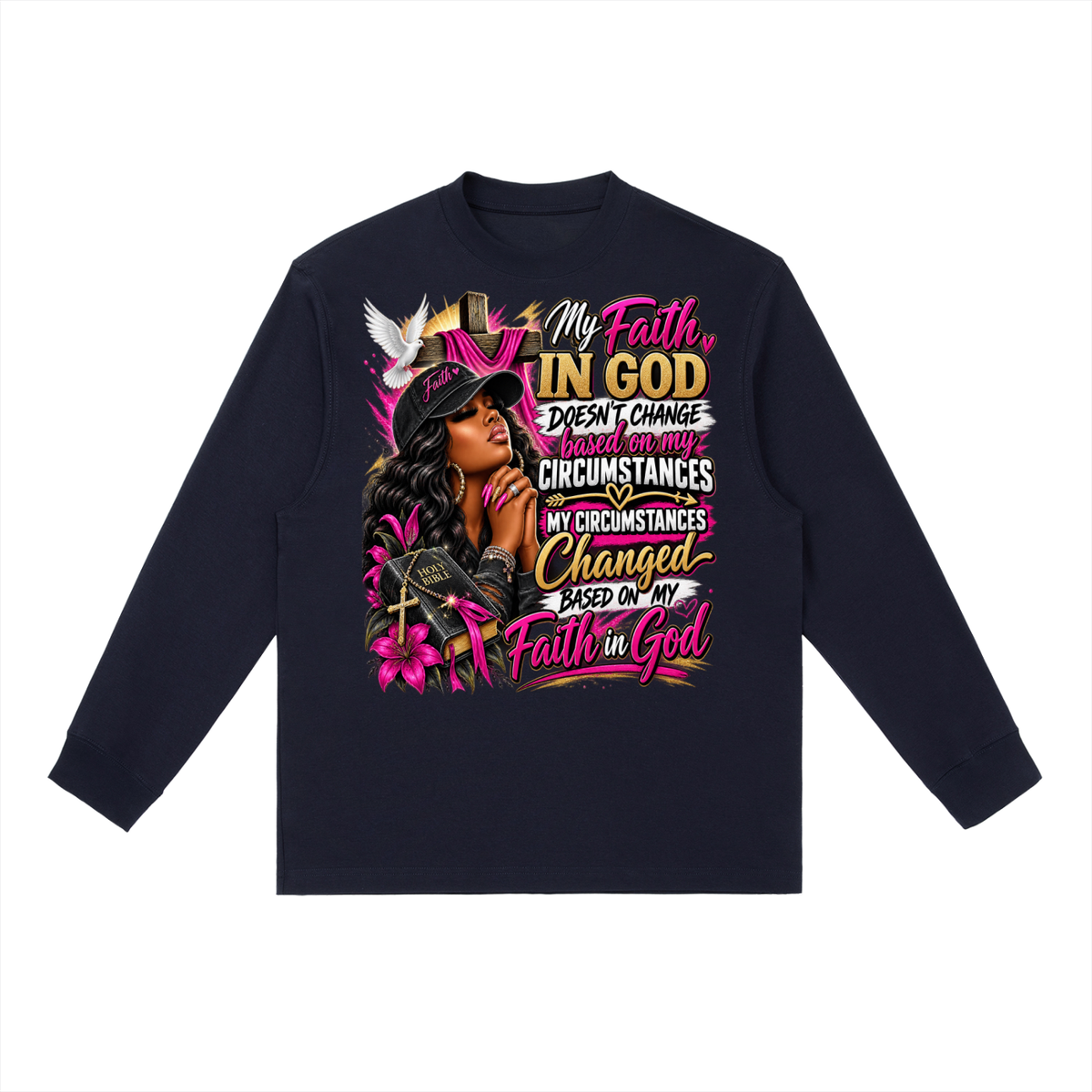 Essential Crewneck Long-Sleeve T-Shirt Faith graphic T-shirt