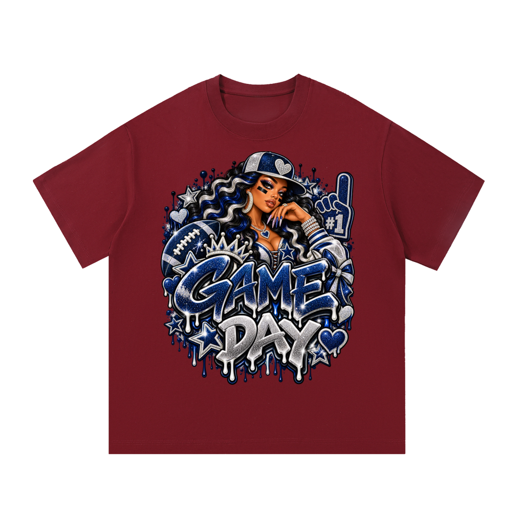 Silver & Navy Game Day Glam – Women's Football Graphic T-Shirt