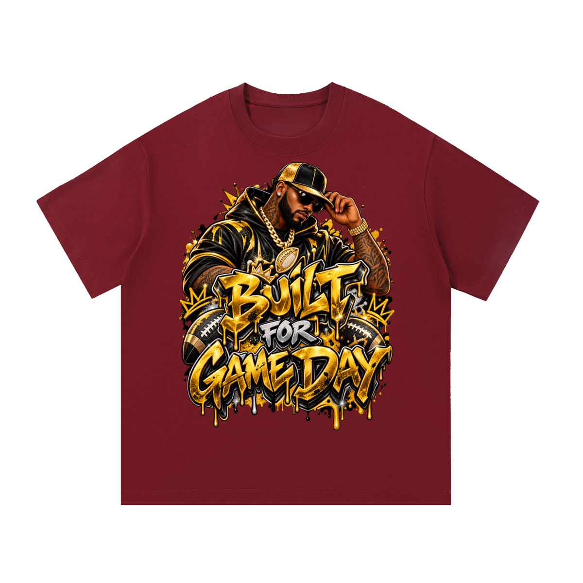 Built for Game Day – Black & Gold Men's Football Graphic T-Shirt